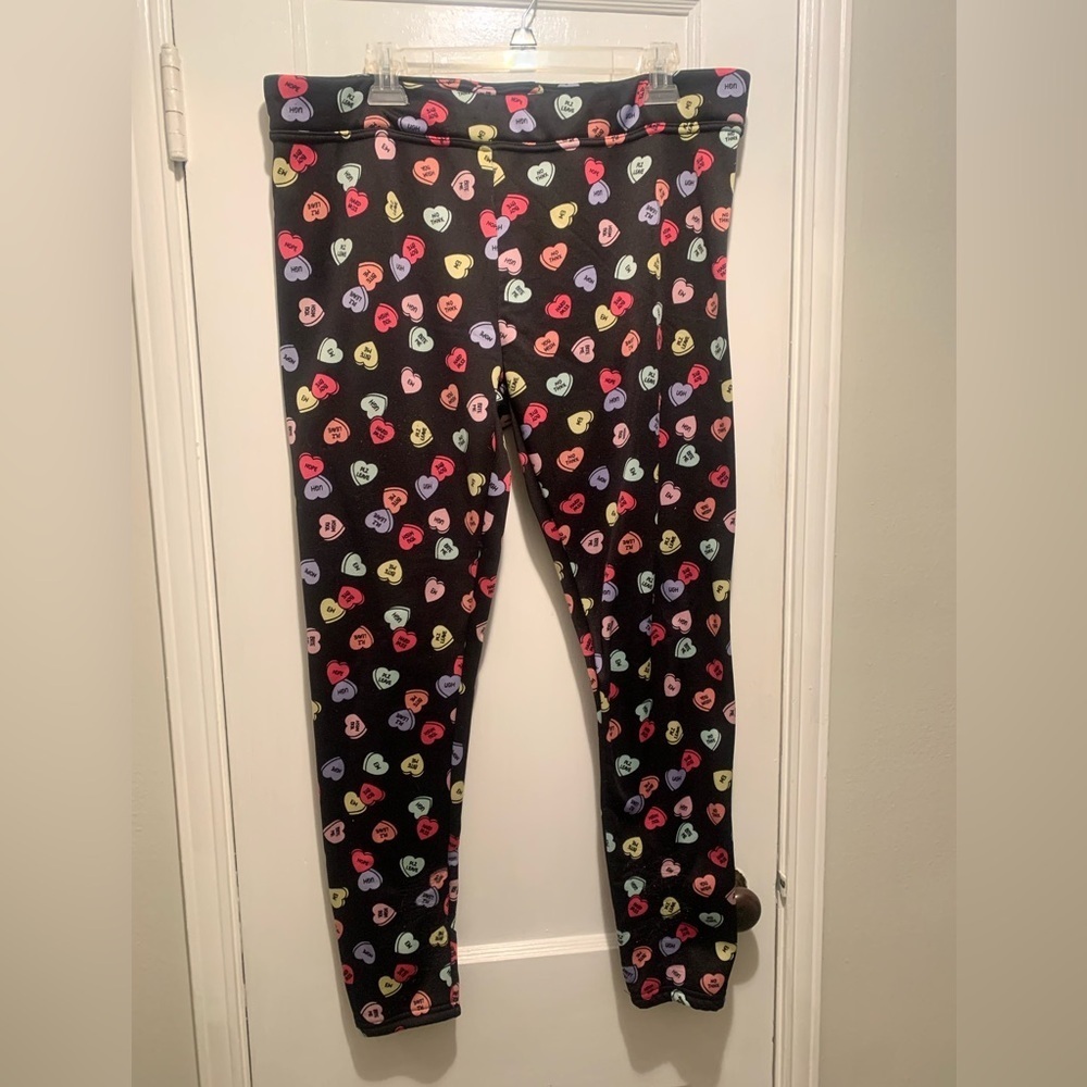 Serra Candy Heart Print Fleece Lined Leggings XL Valentines Galentines - Picture 2 of 13